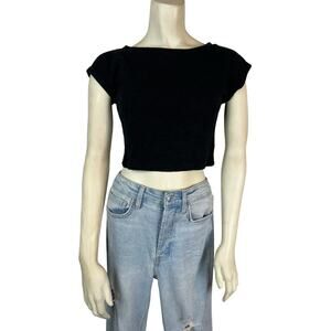 Tobi Womens Blouse Shirt Top Crop Top Stretch Ribbed retro S Small